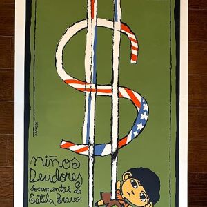 Ninos Deudores - Art By Bachs (1986) 20" X 30" Cuban Propaganda Poster