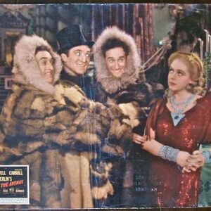 ON THE AVENUE - ORIGINAL 1937 JUMBO LOBBY CARD - GREAT RARE DICK POWELL ARTWORK