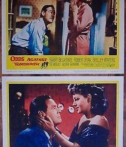 Odds Against Tomorrow - Original 1959 Lobby Card Set Of 2 - Harry Belafonte Crime