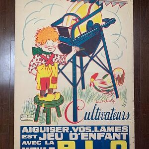 P.L.O. Cultivateur (1922) 31 1/4" X 46 1/4" French Advertising Poster LB