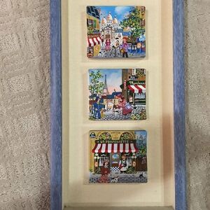 Paris Street Scenes - Art by Emmefi (2000) - Three Small Paintings - Framed