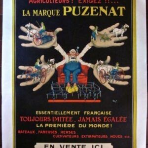 Puzenat Farm Equipment 1920's French LB Advertising Poster