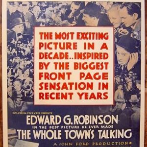 REDUCED WHOLE TOWN'S TALKING - 1935 WINDOW CARD POSTER - EDWARD G. ROBINSON