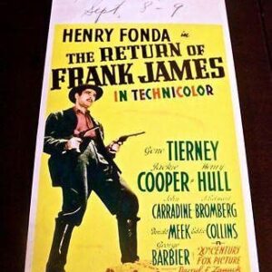 Return Of Frank James '40 Mwc Fonda & Tierney Directed Fritz Lang!