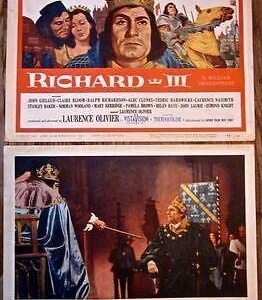 Richard III - 1956 1st Release Lobby Card Set Of 2 Posters - Olivier!!