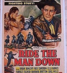 Ride The Man Down 1952 LB 1 SH Poster ~ Brian Donlevy & Rod Cameron Western!