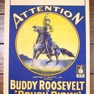 Rough Ridin' '24 Silent Film Window Card Rare Buddy Roosevelt Western