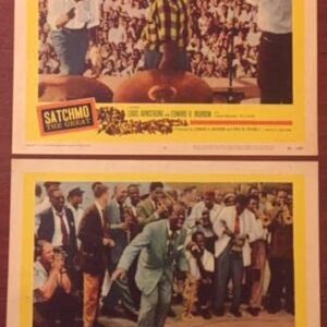Satchmo The Great - 1957 Lobby Card Set Of 2 Posters - Amazing Jazz!