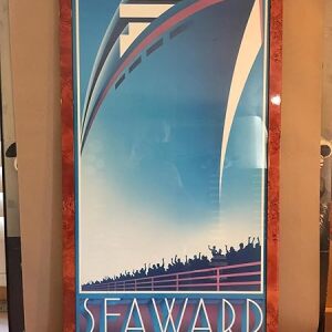 Seaward Norwegian Cruise Lines - Art By Ziemienski (1987) US Advertising Poster - Beautiful Wood Frame