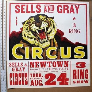 Sells And Gray (1962) 28.5 X 29.5" US Circus Advertising Poster