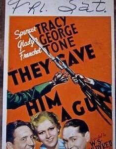 Set Of 2 1937 Spencer Tracy Mini Window Cards - Big City & They Gave Him A Gun!!