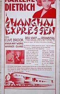 Shanghai Express Swedish Stolpe - Stunning Marlene Dietrich Artwork With Scene!!