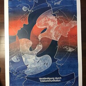 Telecommunications - Art By Hans Erni Verstandigung (1982) German Advertising Poster LB
