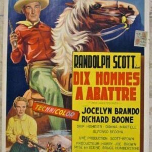 Ten Wanted Men - 1954 Belgian Poster - Randolph Scott Cowboy On Horse!!
