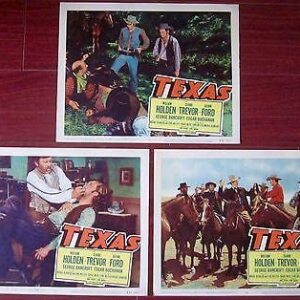 Texas - Vintage R57 Lobby Card Set Of 3 Posters - Glenn Ford & William Holden!!