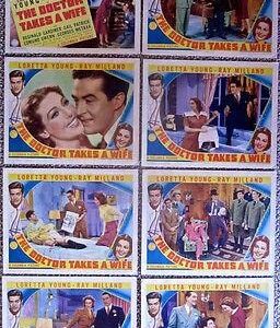 The Doctor Takes A Wife - 1940 Lobby Card Set - Loretta Young Artwork!