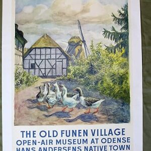 The Old Funen Village (1954) 24" X 36.5" Danish Travel Poster LB