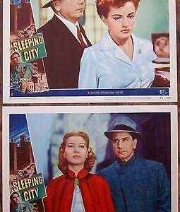 The Sleeping City - Original 1950 Lobby Card Set Of 2 Posters- Hospital Film Noir