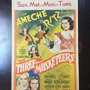 The Three Musketeers - Don Ameche (1939) 8" X 14" US Mini Window Card Movie Poster