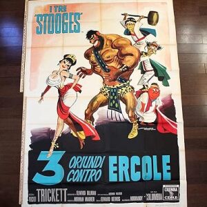 The Three Stooges Meet Hercules (1961) 55" X 76.5" Italian Movie Poster
