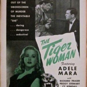The Tiger Woman - 1945 Window Card Poster - Sexy Adele Mara W/tiger Art