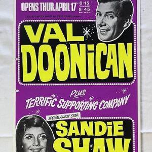 Val Doonican And Sandie Shaw At The London Palladium (UK, 1963) 12.5" X 20" Concert Window Poster
