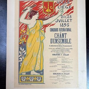 Ville De Liege - Art By Donnay (1895) 11.75" X 15.75" French Chromolithograph Plate #59