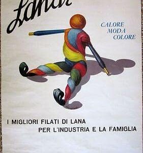 Vintage 1946 Unfolded Ital. Poster - Lanar - Cool Thread Man Art!