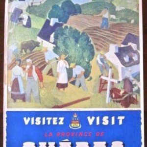 Visit Quebec 1950's Travel Poster - A. Raymond Farming Deco Artwork!!