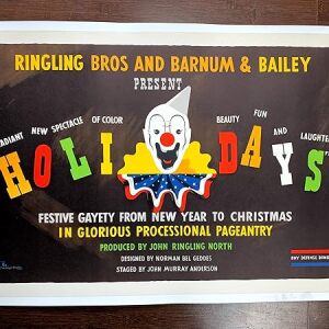 WW2 Ringling Bros. & Bb Circus - Holidays - Art By Norman Bel Geddes (1942) 19.25" X 28.125" US Circus Poster LB