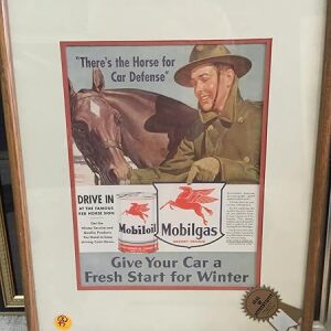 WWII Frederic Stanley Mobil Oil Can (1941) Red Horse Advertising Poster - Framed
