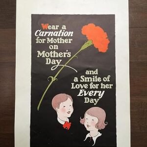 Wear A Carnation For Mother - Great Depression Wpa Hope (1937) 12.5" X 18.5" US Mother's Day Poster