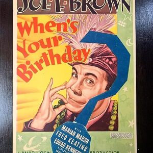 When's Your Birthday - Joe E. Brown (1937) 7.875" x 11.25" US Mini Window Card Movie Poster