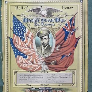 World War Ii Roll Of Honor Certificate (USA, 1942) 15.75? X 19.75? War Memorabilia Poster Black Soldier